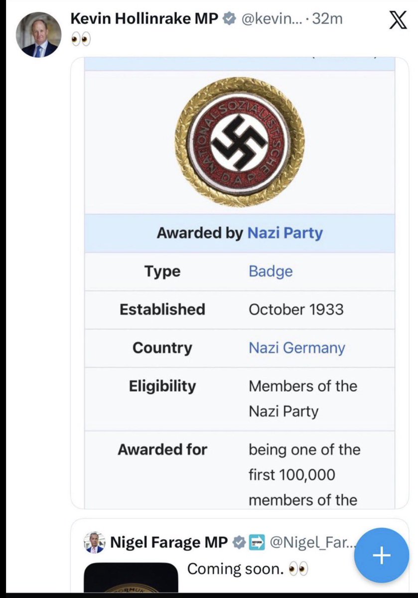 raelbrav's tweet image. Quite something when the Conservative Party chairman resorts to Nazi analogies—then scrubs the evidence.

This tells you exactly what they think of anyone backing Reform.

Perhaps @KemiBadenoch might care to address her chairman’s conduct?