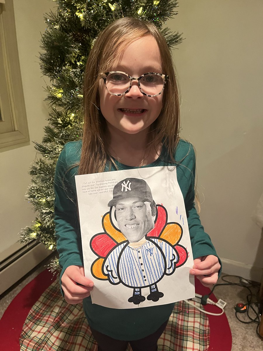 .<a href="/TheJudge44/">Aaron Judge</a> <a href="/Yankees/">New York Yankees</a> 

My daughter had to design a turkey for homework this weekend. She chose her favorite player “in the whole world”!! #LetsGoYankees