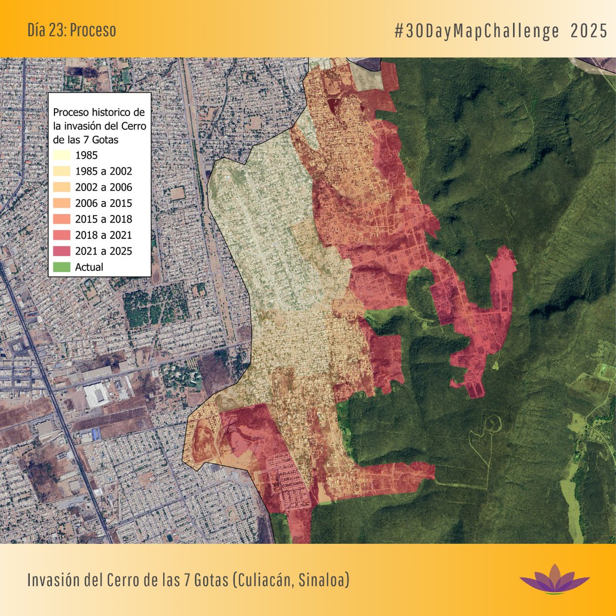 #30DayMapChallenge
Día 23: Proceso| Invasión del Cerro de las 7 Gotas

La pérdida de nuestras áreas verdes es un proceso a la vez rápido y lento. Y las soluciones deben ser iguales. 

ACTUEMENOS YA!! 
Y planeemos para el futuro.