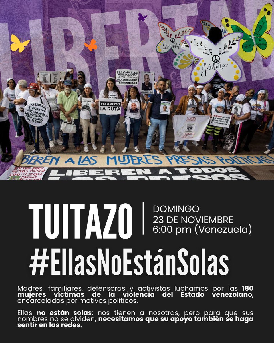 📣En el marco del Día Internacional de la Eliminación de la Violencia contra la Mujer, levantamos la voz para denunciar la violencia institucional que ellas enfrentan y para exigir que cese de una vez por todas. 
#EllasNoEstánSolas:

🗂️👉drive.google.com/drive/folders/…

Acompañemos sus