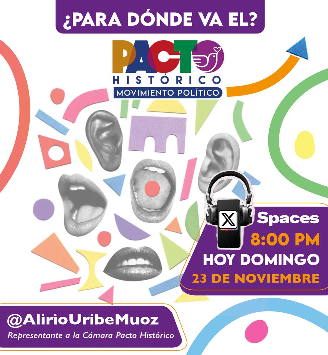 #Atención ¿Para dónde va el Pacto Histórico en Colombia?

!Conéctate y participa ! Hoy a partir de las 8:00 p.m. X Space. 

<a href="/PactoCol/">Pacto Histórico Oficial</a> <a href="/IvanCepedaCast/">Iván Cepeda Castro</a>