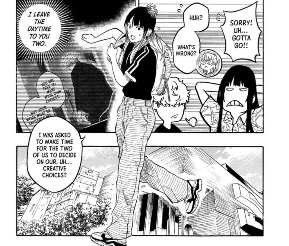 thechillmethod's tweet photo. I feel like a lot of people overlooked how brilliant this moment in akane banashi is. Akane is both leaving her friends and the panels themselves. This is the kind of stuff i love in sequential art.

#akanebanashi #shonenjump https://t.co/WE0GL3lhz3