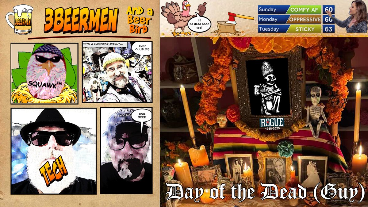 3beermen's tweet image. Day Of The Dead (Guy): Join us tonight as we mourn the demise of a great American craft brewery, Rogue Ales. 7pm E/4pm P right here on X or join the cool kids @PilledNet