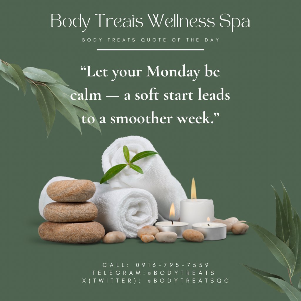 bodytreatsQC's tweet image. A calm Monday sets the tone for a smoother week. 🌿💚

#MondayVibes #BodyTreatsWellness #RelaxAndRecharge