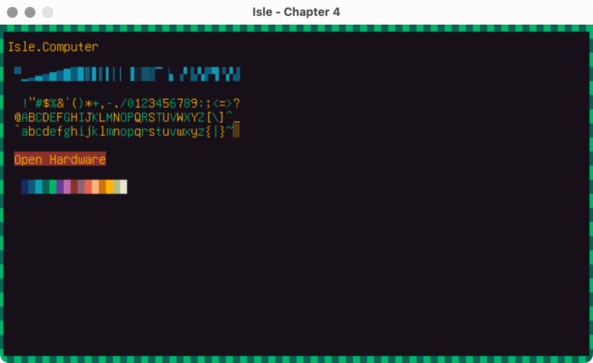 WillFlux's tweet image. Here&apos;s a quick demo of 🏝️ Isle.Computer text mode featuring Basic Latin and Block Elements. #FPGA