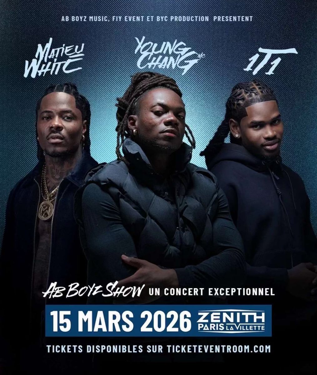 🚨🚨Le 15 mars 2026, Young Chang et toute son équipe 🆎Boyz (Matieu White, 1R1 et les autres…) serons en concert au ZÉNITH de PARIS (La Villette).

Une date importante pour une salle mythique ! Les tickets 🎫 sont déjà disponibles sur Ticketeventroom.com 

Qui sera la !?