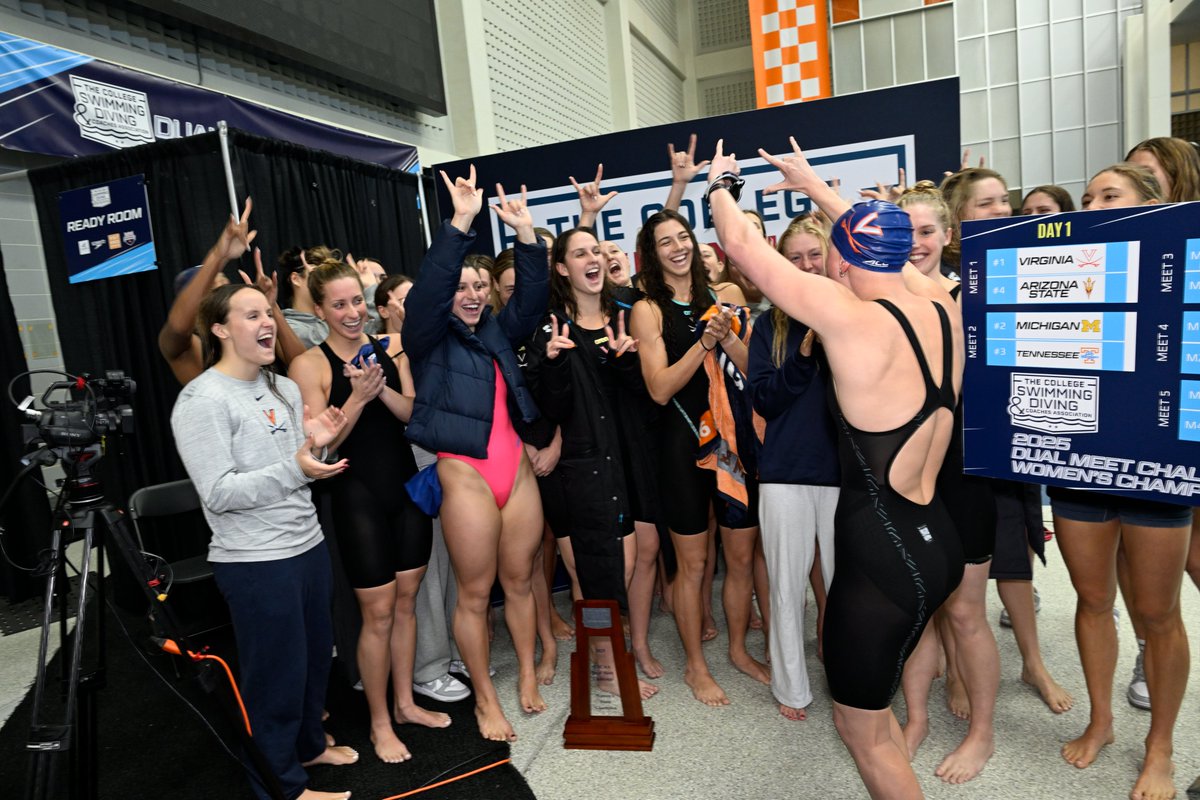 CSCAA's tweet image. 🏆 Championship Won.
@UVASwimDive is your inaugural CSCAA Dual Meet Challenge Women’s Champion.
A dominant performance from start to finish, Virginia closed out Championship Sunday with a 40–16 victory to secure the title in Knoxville. Show the Cavaliers some love below! 👇