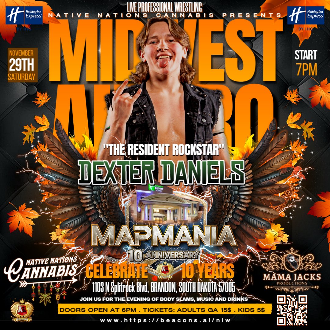 MidwestAllPro's tweet image. DEXTER DANIELS is #MAPMANIA BOUND!! 
MAPMANIA Live in Brandon, SD at the Holiday Inn Express
Doors: 6pm 
Show: 7pm 
The Suplex ASSASSIAN Alex Kane and The Soultaker will Be LIVE!! 
ticketleap.events/tickets/mjprod…