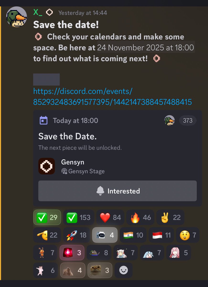 Always a nice time with the folks in gensyn discord.

Hoping to catch the space here 6pm my time.