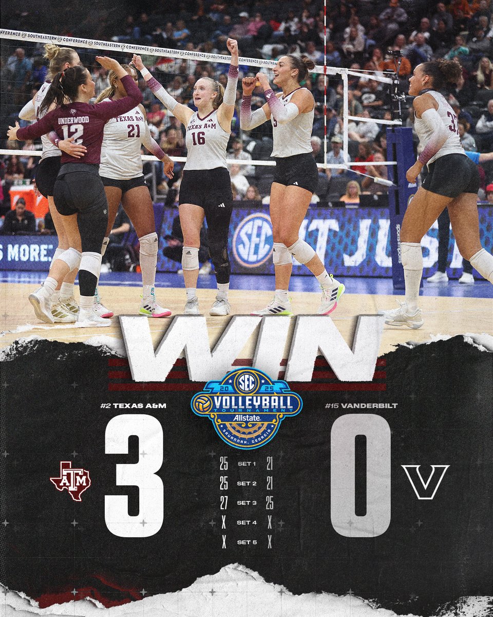 AggieVolleyball's tweet image. Down go the &apos;Dores🧹

#GigEm // #AggieVB