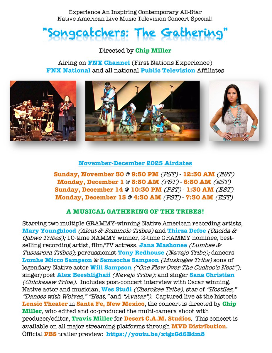 ChipDCAM's tweet image. An inspiring all-star contemporary Native TV music concert special directed by CHIP MILLER, now airing on FNX Channel and Public Television through 2027!  youtu.be/xtgzGd6Edm8