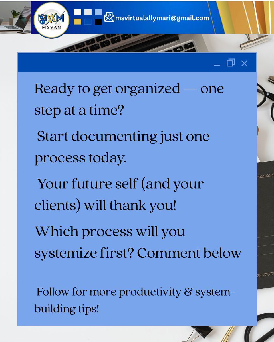 Basco_Marilyn13's tweet image. Feeling overwhelmed by endless to-dos? 😩 Start small — list recurring tasks and group them into systems. Productivity isn’t about doing more, but focusing on what matters most. 

#VASystems #WorkSmarter #BusinessEfficiency #SystemizeToThrive