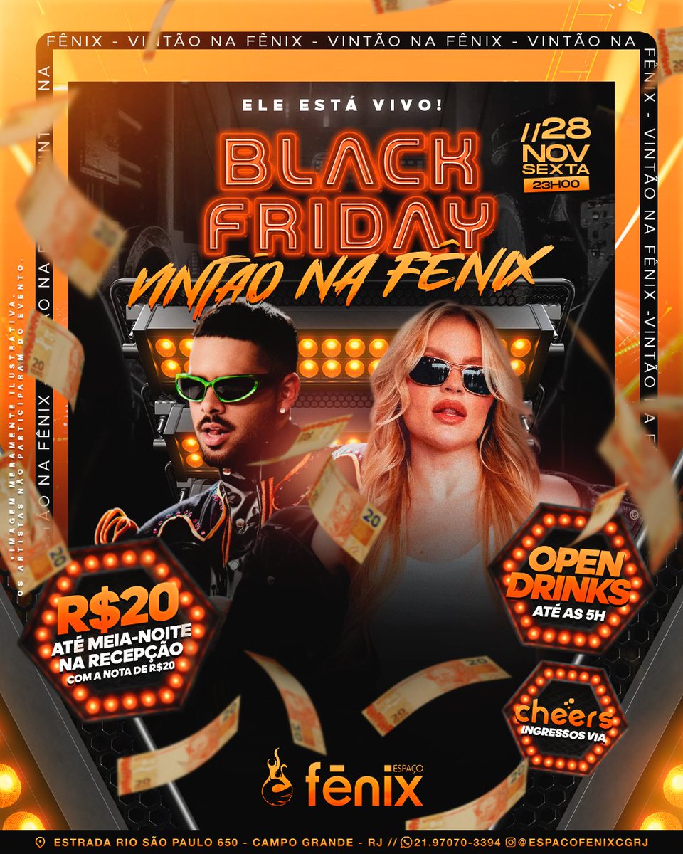 espacofenixRJ's tweet image. ELE VOLTOU! O MAIS AGUARDADO DE TODOS!
A Fênix vai trazer a promoção de Black Friday que vocês tanto pediram: vamos reviver o VINTÃO original.
Nesta sexta, eu, você e sua nota de 20 temos um encontro marcado aqui na casinha!

Mais informações e ingressos: cheers.com.br/evento/black-f…