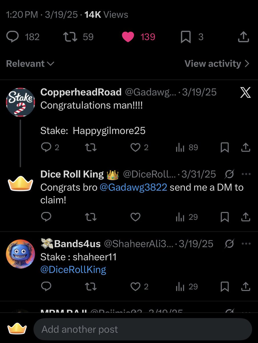 DiceRollKing's tweet photo. @Selectadeplaya1 @RNG__77 Maybe some people, but not me. Feel free to DM the people who’ve won if you don’t believe me 🤷‍♂️ https://t.co/xwqNhzCtPs