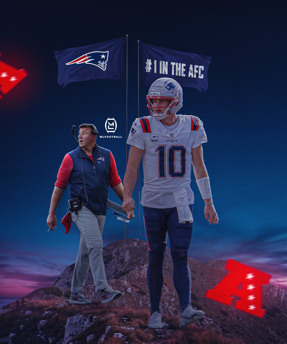 MLFootball's tweet image. THE BEST TEAM IN THE #NFL:

The New England #Patriots are currently alone in First Place of the AFC Conference.

• 10 and 2 record
• 1st Place in AFC East
• 9 straight wins
• 6-0 on the road

Drake Maye and Mike Vrabel will be a nightmare for the league for the next decade 😱