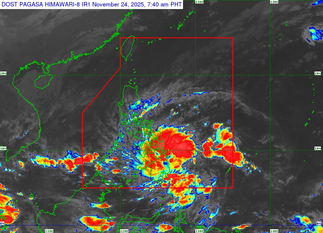 dost_pagasa's tweet image. TROPICAL CYCLONE BULLETIN NR. 2
Tropical Depression #VerbanaPH
Issued at 8:00 AM, 24 November 2025
Valid for broadcast until the next bulletin at 11:00 AM today.

“VERBENA” MAINTAINS ITS STRENGTH AS IT CONTINUES TO MOVE WESTWARD OVER THE PHILIPPINE SEA.

Link:…