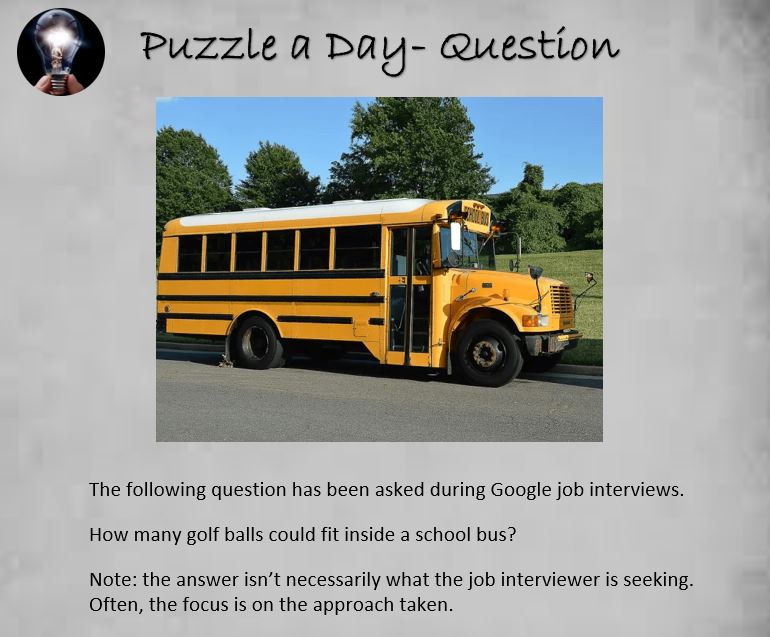 PuzzleADayBlog's tweet image. Puzzle: A Google Job Interview Question

#puzzle #puzzles #puzzleaday