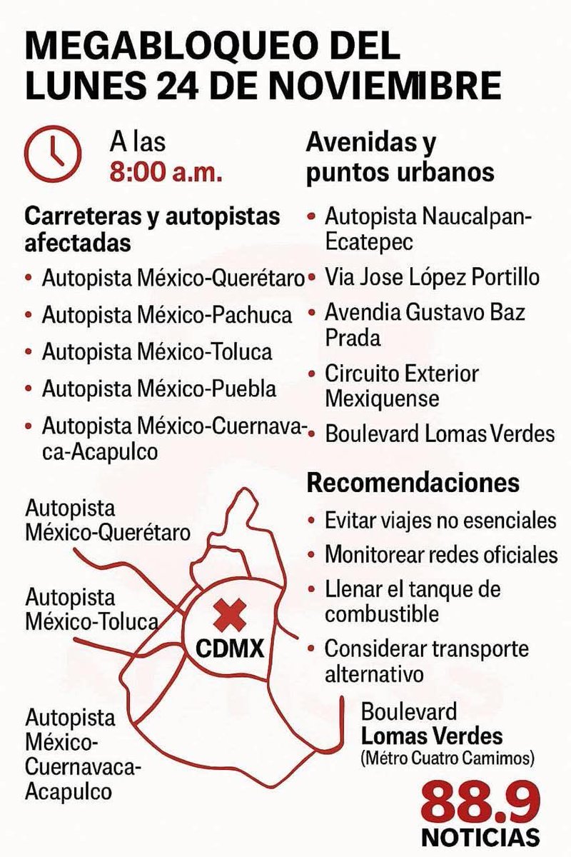Bueno, para la México-Querétaro va a ser un día normal. 

La de Toluca, la carretera más cara de Latinoamérica, va a ser un día interesante por la repercusión en Contadero-Santa Fé-Super Vía.
