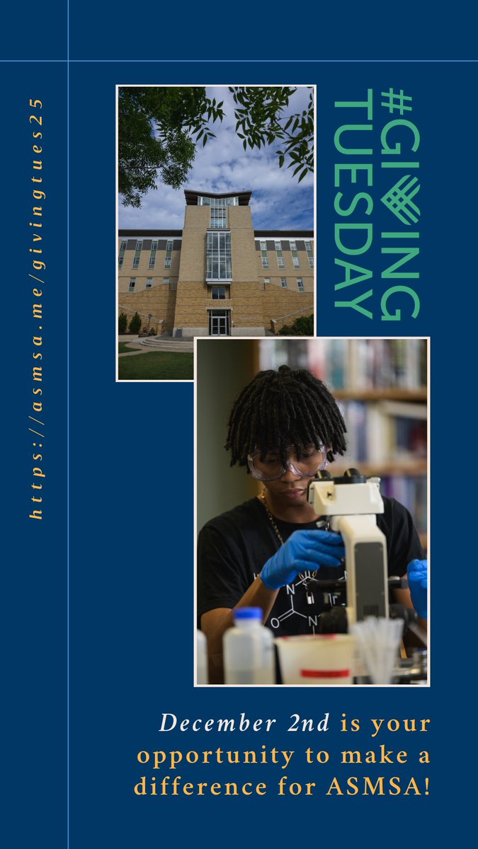 ARMathSciArts's tweet image. Your gifts — big or small —  make a difference in the lives of #ASMSA students! Join us on Tuesday, Dec. 2 for #GivingTuesday. Visit asmsa.me/givingtues25 for your opportunity to help our students. #DolphinPride