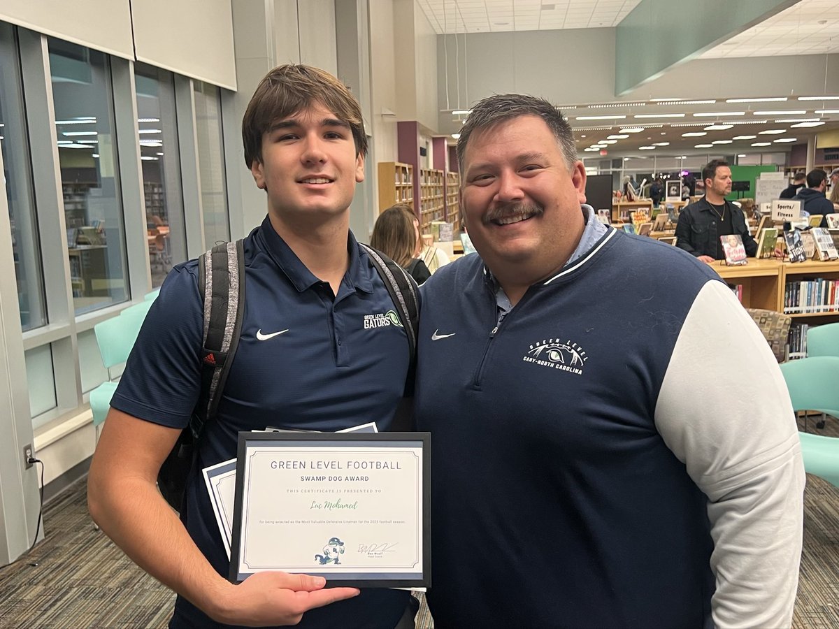 Honored to receive D-Line Player of the Year. Grateful for my coaches and teammates. 🏆🐊 

<a href="/G_L_FOOTBALL/">Green Level Football</a> <a href="/GLHS_FBRECRUITS/">Green Level HS Football Recruits</a>