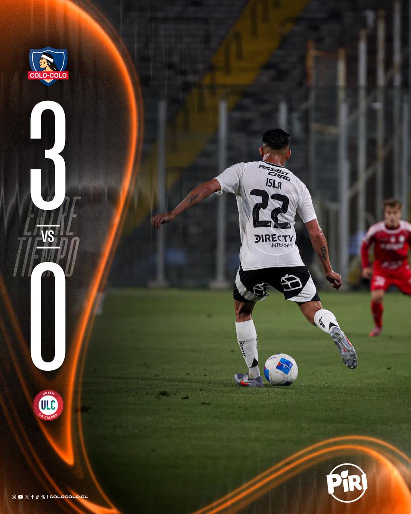 𝑬𝑵𝑻𝑹𝑬𝑻𝑰𝑬𝑴𝑷𝑶 𝑷𝑰𝑹𝑰 

Nos vamos al descanso en ventaja 3️⃣ - 0️⃣ en el Estadio Monumental, con los goles de Lucas Cepeda, Javier Correa y Felipe Méndez. 

#𝑉𝑎𝑚𝑜𝑠𝐶𝑜𝑙𝑜𝐶𝑜𝑙𝑜 • #𝐶𝑒𝑛𝑡𝑒𝑛𝑎𝑟100