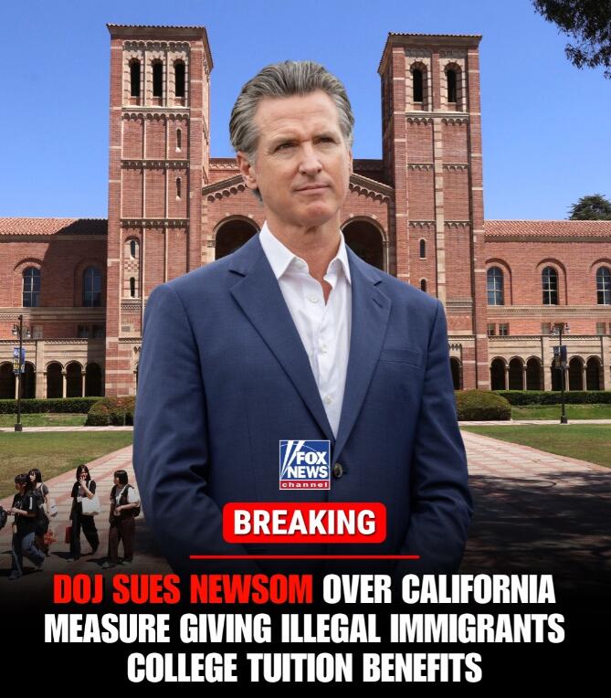 JosiTaylorah's tweet image. The Department of Justice sued Gov. Gavin Newsom over a California measure that gives illegal immigrants access to in-state tuition benefits.
