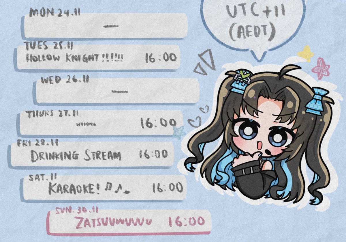 SCHEDULE! 🩵 love u all! see u tomorrow ~