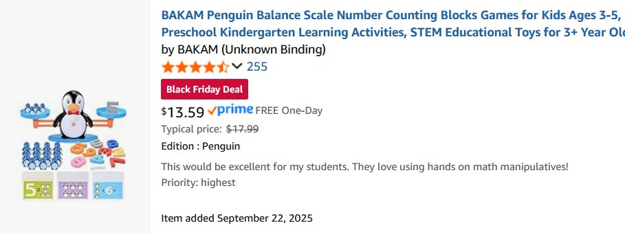 My SPED students learn hands on and this balance scale for number counting would greatly help.  It's on SALE. Hoping for some sprinkles for my class.  #clearthelist  #specialeducation #teachersofx
amzn.to/45aODfo