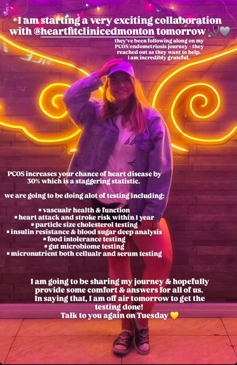 jennawinterburn's tweet image. Taking care + control of my body. I al excited to share my journey &amp;amp; see what @HeartFit clinic can do for me and my fellow #PCOS cysters 🩶🩺

#yeg #WomenEmpowerment