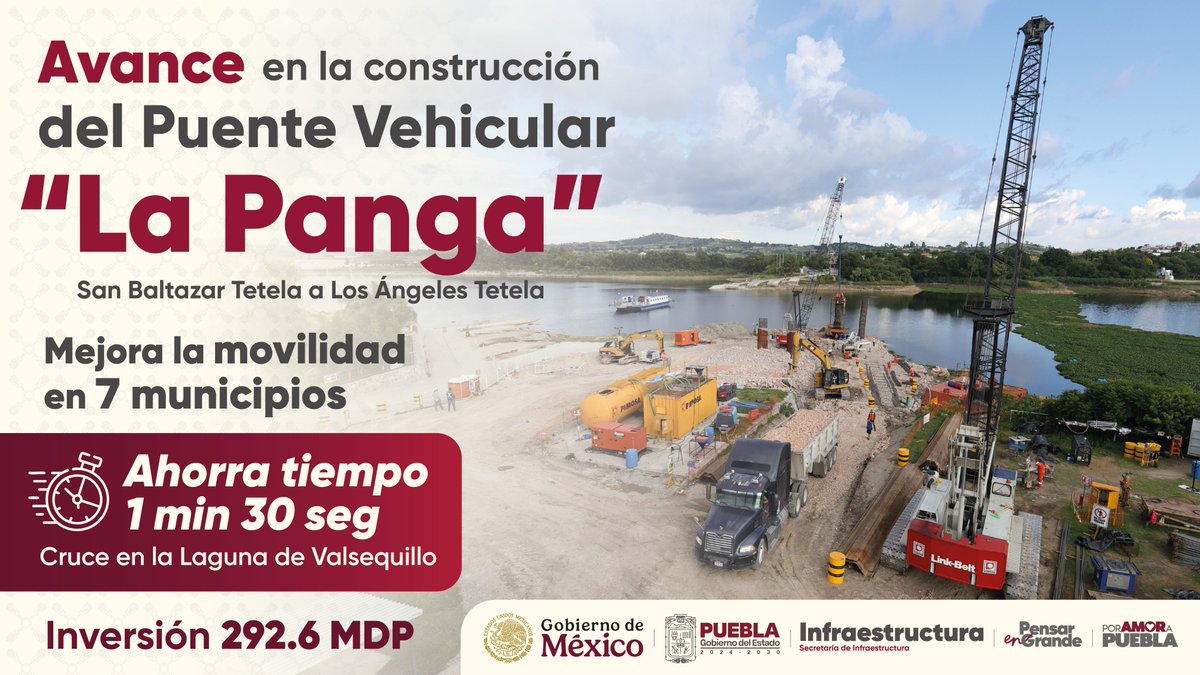 EnlaceNoticias1's tweet image. #PensarEnGrande... El 🙌#Gobierno del #Estado avanza en la 🏗️#Construcción del #Puente Vehicular  🚙🚗#LaPanga, con una 💰#Inversión de más de #292MDP, reduciendo el #Traslado de ⏱️50 a 1.5 minutos, y mejorando la #Movilidad de 7 municipios mixtecos.