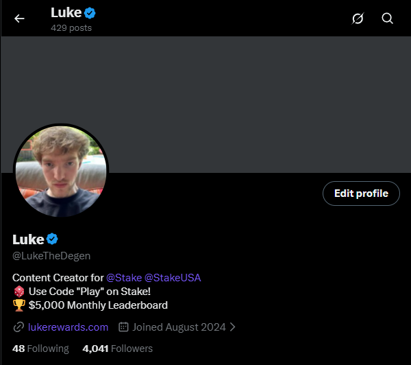 LukeTheDegen's tweet image. Alright boys - we just hit 4,000 followers, so you know what time it is… giveaway time!

$50 Giveaway

✅Follow @LukeTheDegen 
✅Like &amp;amp; Retweet
✅Tag 1 Friend

Drop your Stake Usernames below 👇🏻

$5,000 Stake Monthly Leaderboard - lukerewards.com