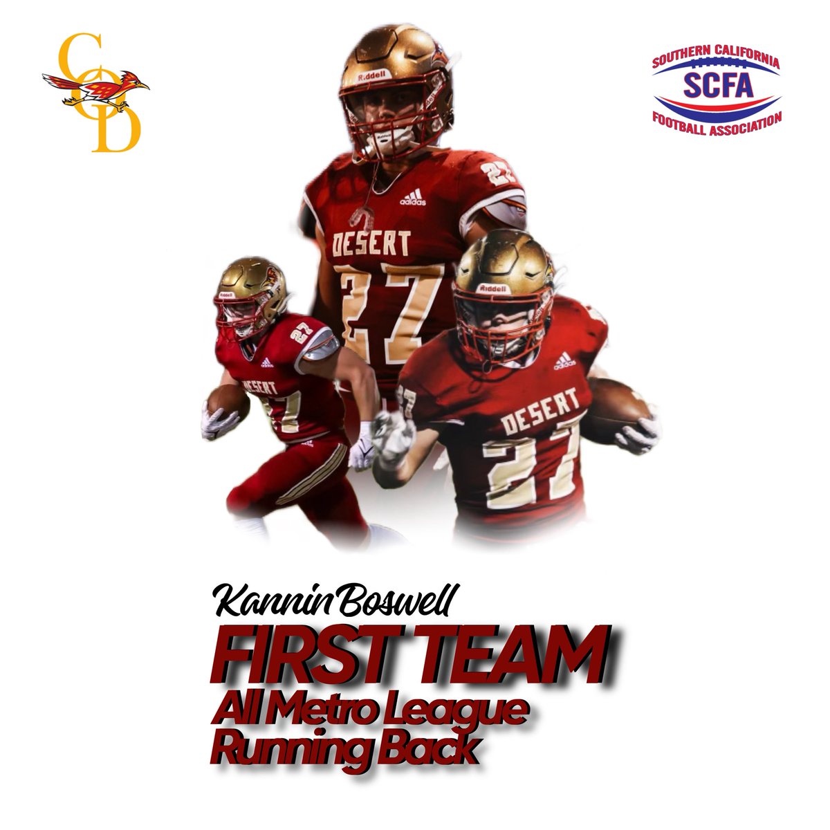 BoswellKannin's tweet photo. Snow College & College of the Desert RB
1,500+ career rushing yards
1st Team All-State / All-CCCAA
2 years of eligibility left.
🔗 Full highlights:
 https://t.co/H2RqaPBxgT

@TreverMcFalls @Coach_MDixon @Coach_O19 @JeffTebelak @ARPomponio @_isaiahwilson_ @JUCOFFrenzy @MattBeecher0