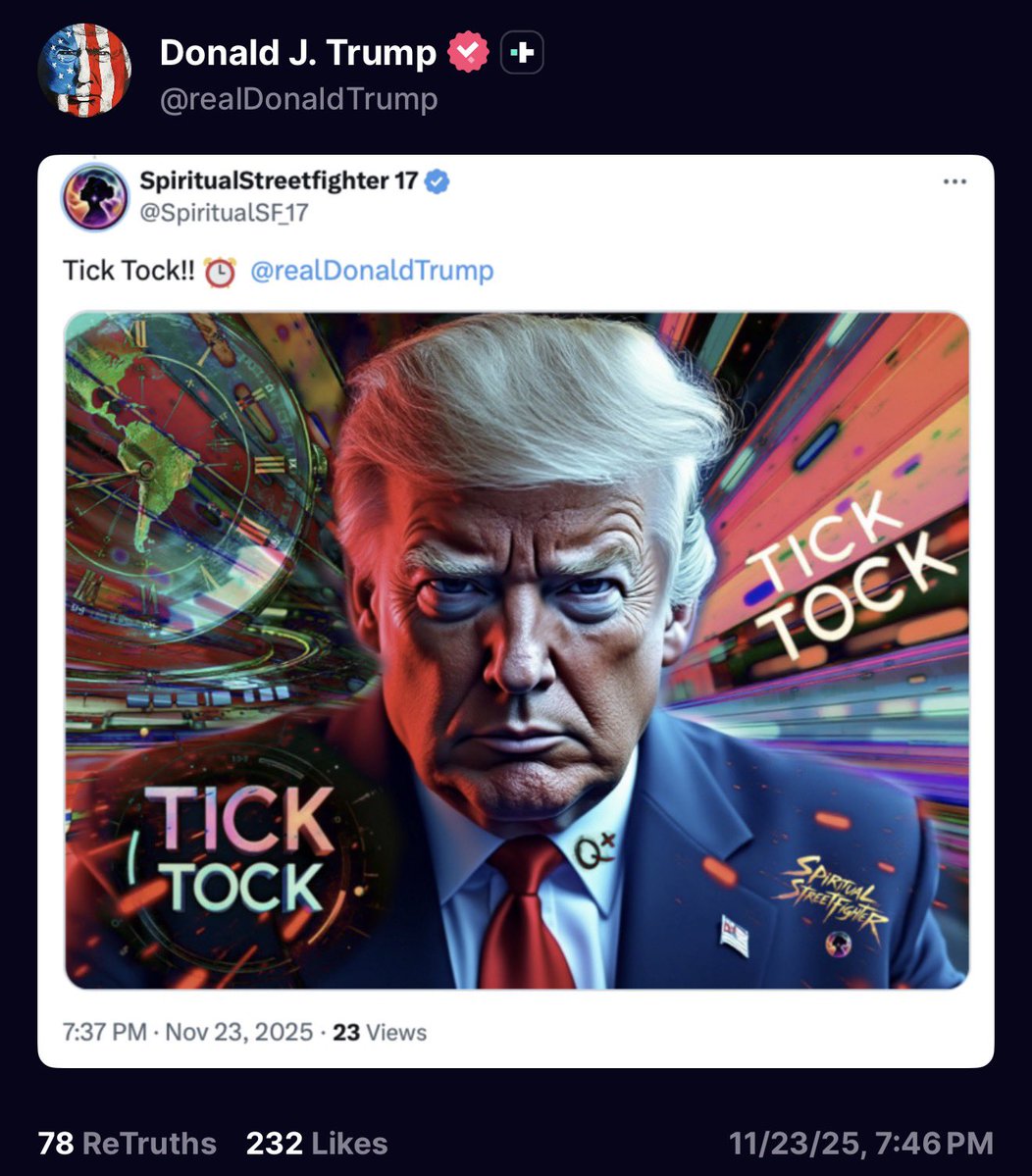 TheChiefNerd's tweet image. President Trump just posted a series of Q inspired memes on Truth Social 👀 

“Nothing can stop what is coming”

“Do it Q”