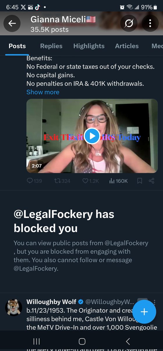 Who has been ripped off from this lady? She charges $125 a month membership fee, and if you want to exit the IRS, it's 4 to 6 thousand dollars. I'll send you the paperwork for free. Her last side kick dropped her.