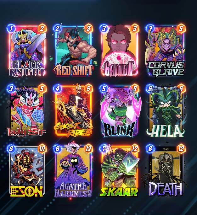 DarrenDunford27's tweet image. Infinite Arachnid Anarchy season complete. Meta is really stale at the moment with the only decks that I faced where variations on move, discard and storm/legion. After struggling in 90&apos;s I moved back to an old fav in Hela and got me over line. #MarvelSNAP