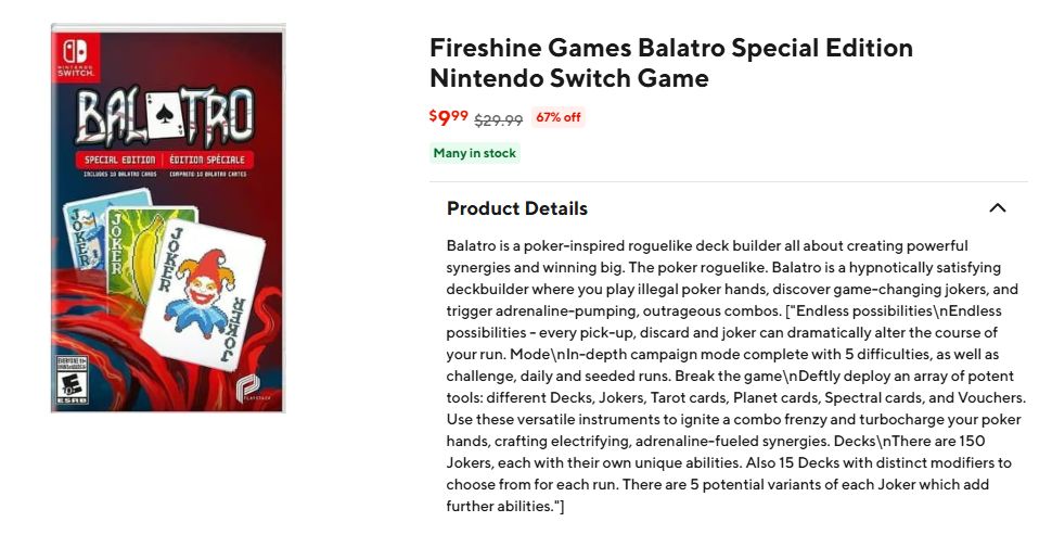 Balatro (Switch) is $9.99 on DoorDash (Best Buy). Try code NBA50 for 50% off for DashPass members buff.ly/EVHFuC3