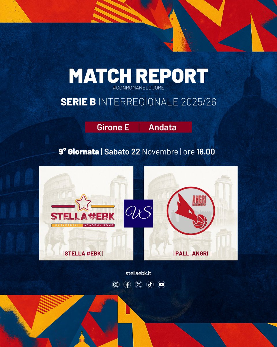 📊 Stella #EBK – Pallacanestro Angri = 71–66 (22–15; 18–19; 15–17; 16–15) 

🗞 MATCH REPORT: “All’E-Gap Arena, la Stella #EBK torna alla vittoria: piegata Angri, 71–66” ➡️ bit.ly/3XeVFvV 

#StellaEBK | #ConRomaNelCuore