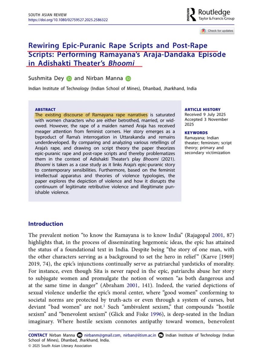 neha_laldas's tweet image. Ramayana “r@pe narratives”

-This is the research being done at IIT–ISM Dhanbad!!

@EduMinOfIndia 
Are you sleeping??