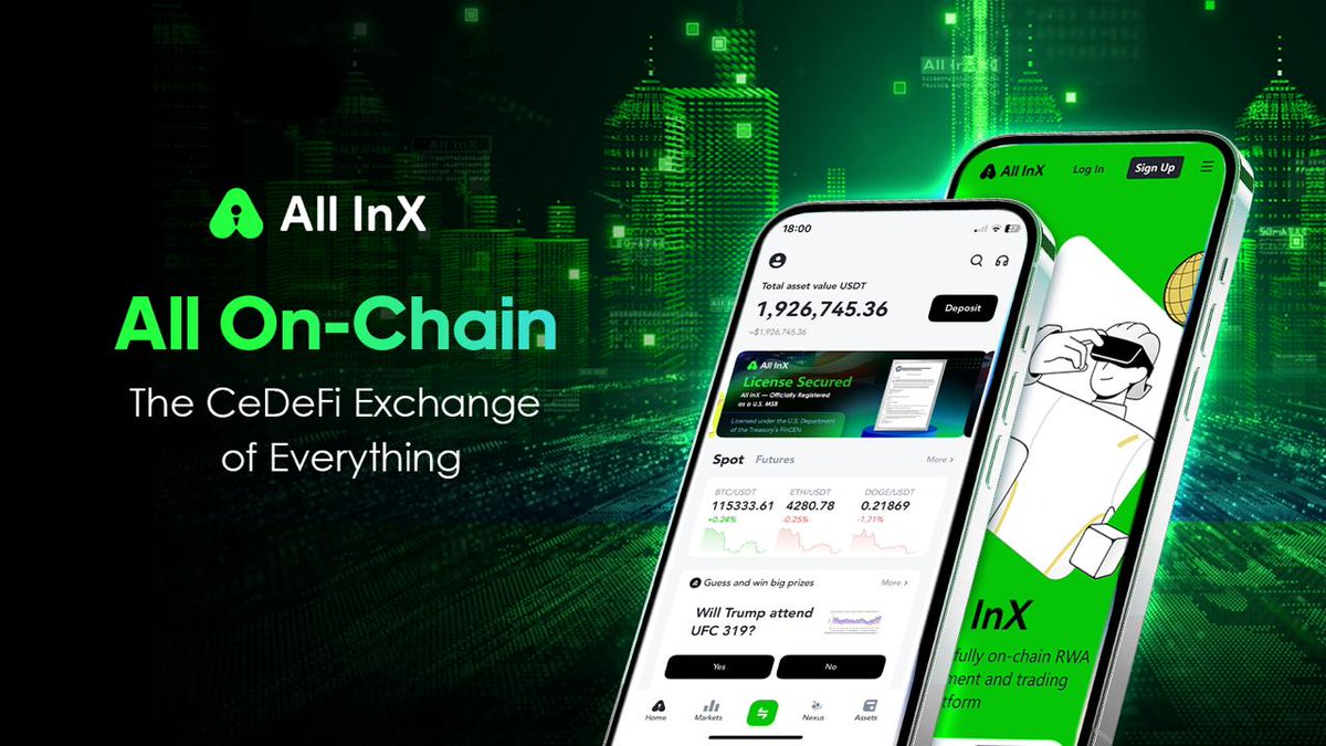 🔶Partner Spotlight: <a href="/AllInXGlobal/">All InX</a>

⚡️All InX is a global “Exchange of Everything,” a tri-sector crypto financial platform integrating RWA (Real World Assets), derivatives, and intelligent asset management. It focuses on the digitalization, circulation, and appreciation of