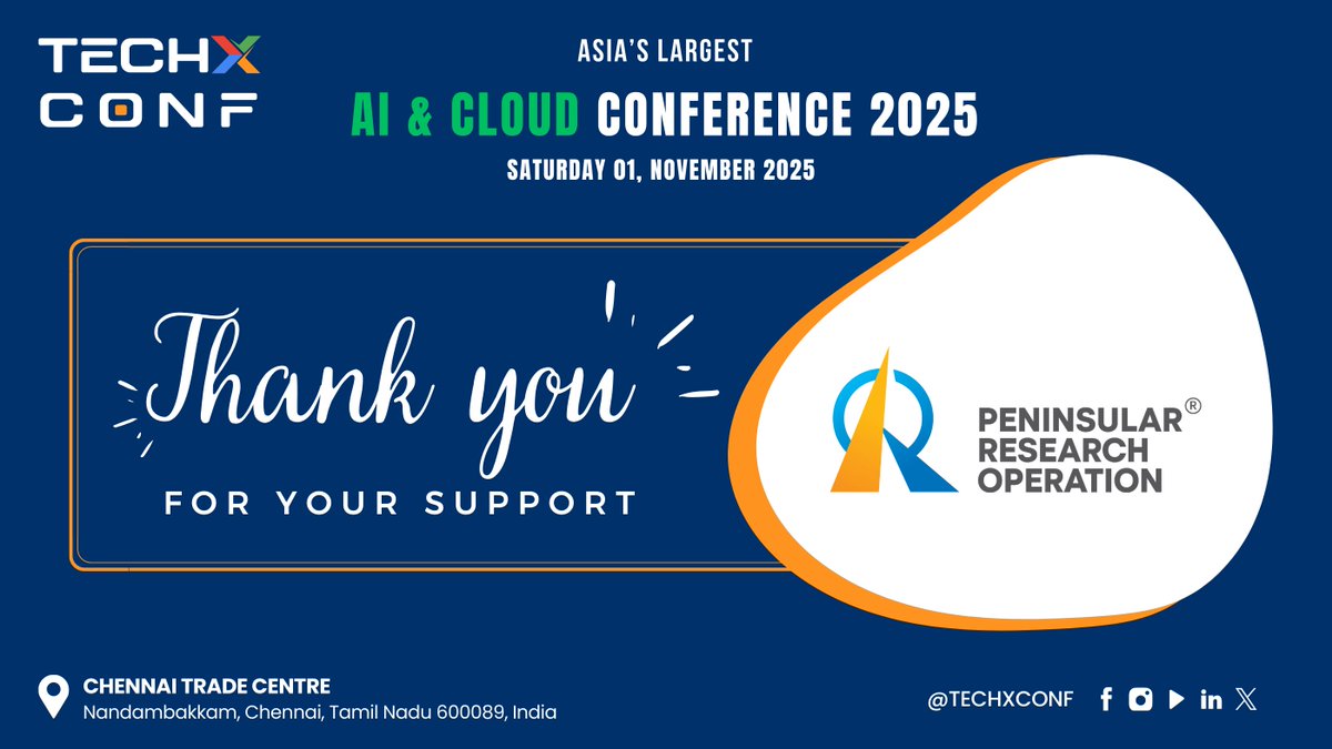 TechXConf's tweet image. A Heartfelt Thank You to @peninsular_op!

We extend our sincere gratitude to @peninsular_op for your remarkable support and meaningful contributions to the success of TechXConf 2025! 🎉

Your active participation played a pivotal role in creating a dynamic platform where global…