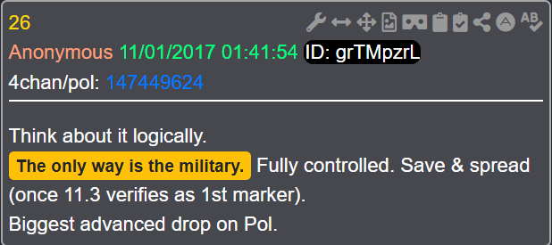 7thDean's tweet image. Wow, President Trump&apos;s Truth is repost of a meme that says &quot;If your justice system has been corrupted, how do you bypass the corruption? Military Tribunals&quot; with a comment attached saying &quot;The military is the only way...&quot; 👀

The military is the only way, huh...  Where have I…