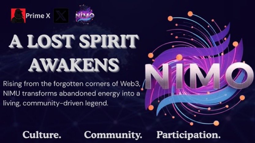 P_r_i_m_e_X's tweet image. A LOST SPIRIT AWAKENS IN 𝕎𝔼𝔹3

Something strange is happening in Web3…
Not a trend, not a new meta but something older.
One that feels like it’s rising out of everything the space has forgotten.

It’s called NIMO, and its entire foundation starts with a story.
@Nimotoken