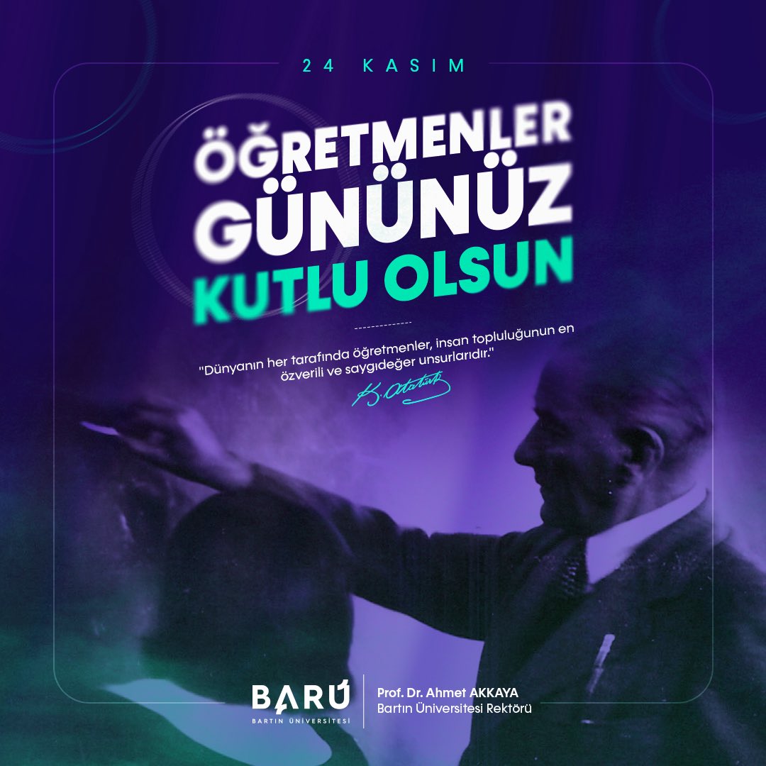 2️⃣4️⃣ Kasım Öğretmenler Günü Kutlu Olsun 🌹💐🌺

#BARÜ #24Kasım #ÖğretmenlerGünü