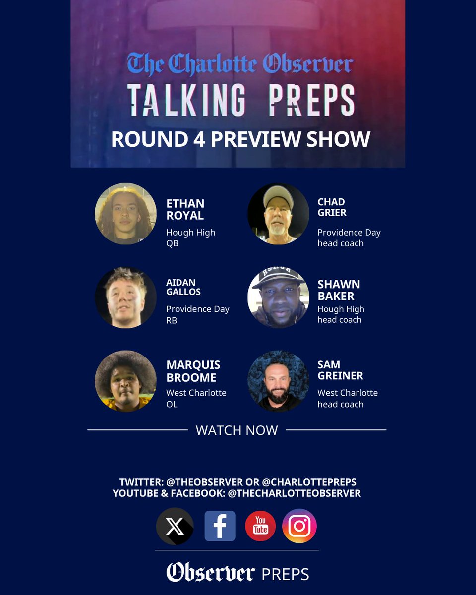 theobserver's tweet image. WATCH: The Talking Preps Round 4 high school football playoff show

charlotteobserver.com/sports/high-sc…