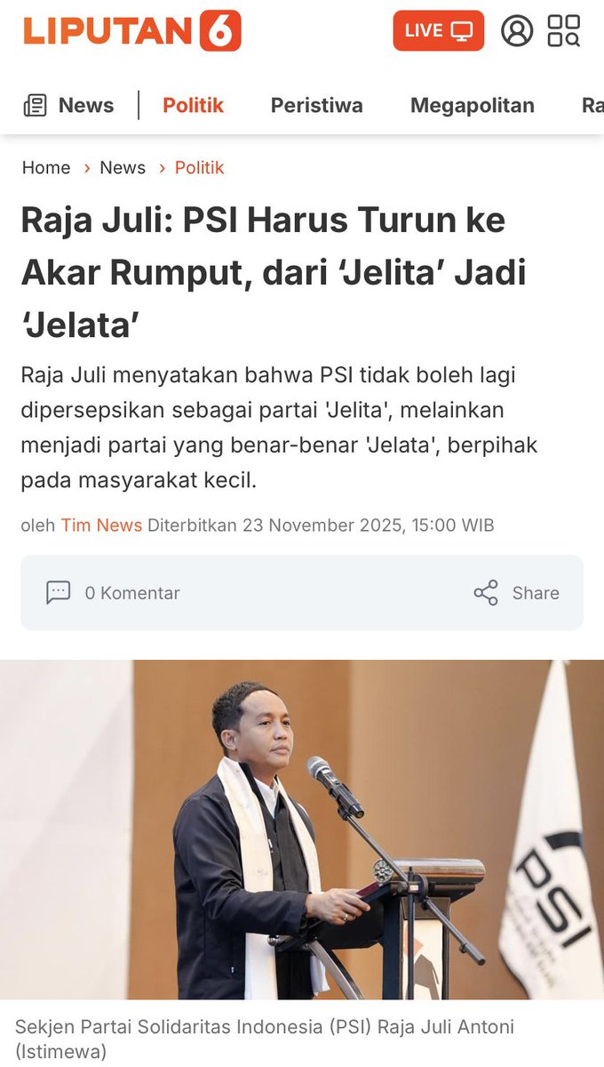 psi_id's tweet photo. “PSI dulu terkenal sebagai partai 
"Jelita", tapi sekarang kita ubah jadi "Jelata". Kunci kemenangan kita tidak lain dan tidak bukan yaitu merapikan infrastruktur partai sampai ke desa, sampai ke TPS–TPS.... Kita patut belajar dari partai-partai senior bahwa pemenang pertarungan politik adalah partai yang memiliki basis massa sampai di level TPS,” ujar Sekjen DPP PSI Bang Raja Juli Antoni.

Baca selengkapnya di sini: https://t.co/b1lDpjmpnN