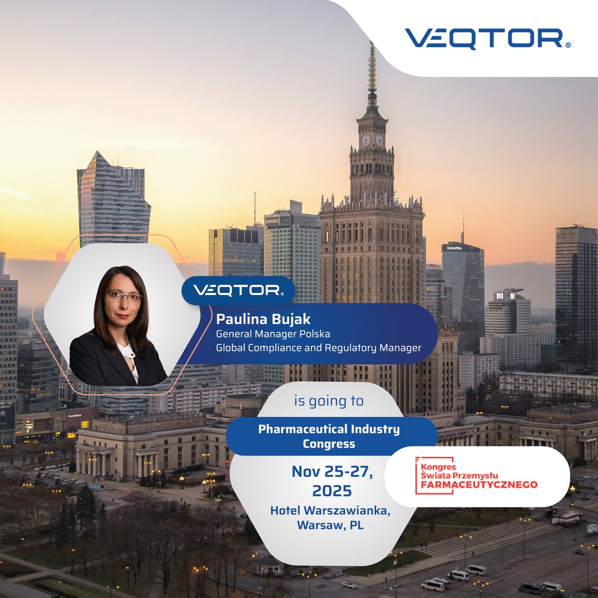 InfoVeqtor's tweet photo. VEQTOR’s Paulina Bujak is attending the Pharmaceutical Industry Congress from 25–27 November 2025!

This event is the perfect opportunity to exchange knowledge, explore emerging trends, and connect with leaders shaping the future of the pharmaceutical industry.

Don’t miss the chance to meet Paulina and dive into inspiring discussions!  Message us to set up a meeting with Paulina during the event.

Let’s make it an impactful three days!

#PharmaceuticalIndustryCongress #Networking #FutureOfPharma #InnovationInPharma #KongresPrzemysłuFarmaceutycznego