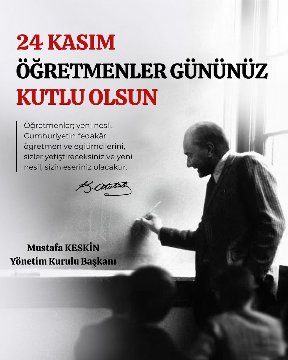 Başöğretmenimiz Mustafa Kemal Atatürk başta olmak üzere yarınlarımıza emekleriyle değer yaratan, eğitim neferi tüm öğretmenlerimizin 'Öğretmenler Günü' Kutlu Olsun.