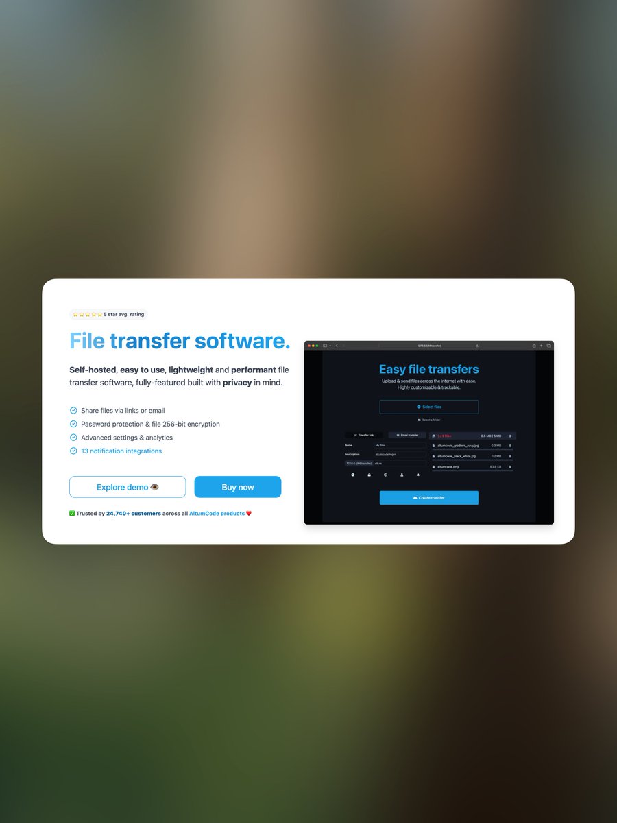 AltumCode's tweet image. 66transfer big improvements ⚡️

Files now upload directly from the browser to offloaded storage completely bypassing your server.

Huge win for shared hosts, low resources, and sites handling lots of big files.

Massive update for everyone who uses offloaded storage.