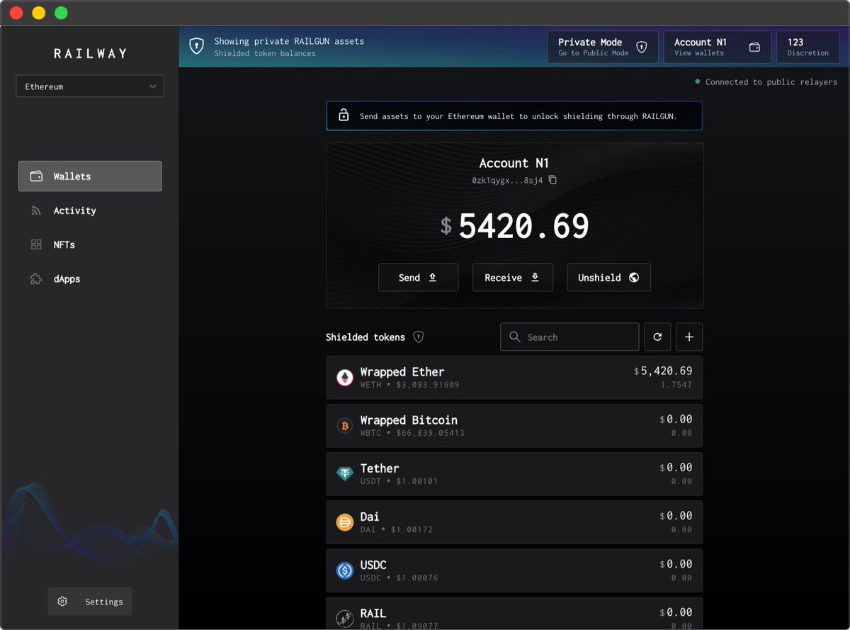 To use Railgun and interact with the protocol, we will need to use <a href="/Railway_xyz/">Railway Wallet</a> . 

<a href="/LibertySwapFi/">Liberty Swap⚡️Bridge2PulseChain™️ Railgun</a> will integrate and support the Railway Wallet in the next few days. 

In the future, a new privacy focused wallet should be developed that supports privacy protocols like