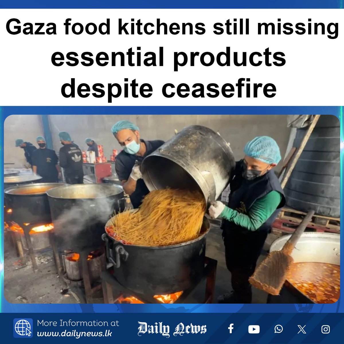 DailyNews_lk's tweet image. Gaza food kitchens still missing essential products despite ceasefire

More Info &amp;gt;&amp;gt;&amp;gt; dailynews.lk/?p=900615

#GazaAid #HumanitarianRelief #CommunityKitchen #FoodForFamilies #Anera #GazaCrisis #CeasefireAid #FeedingHope #WarImpact #InternallyDisplaced #HotMealsForAll
